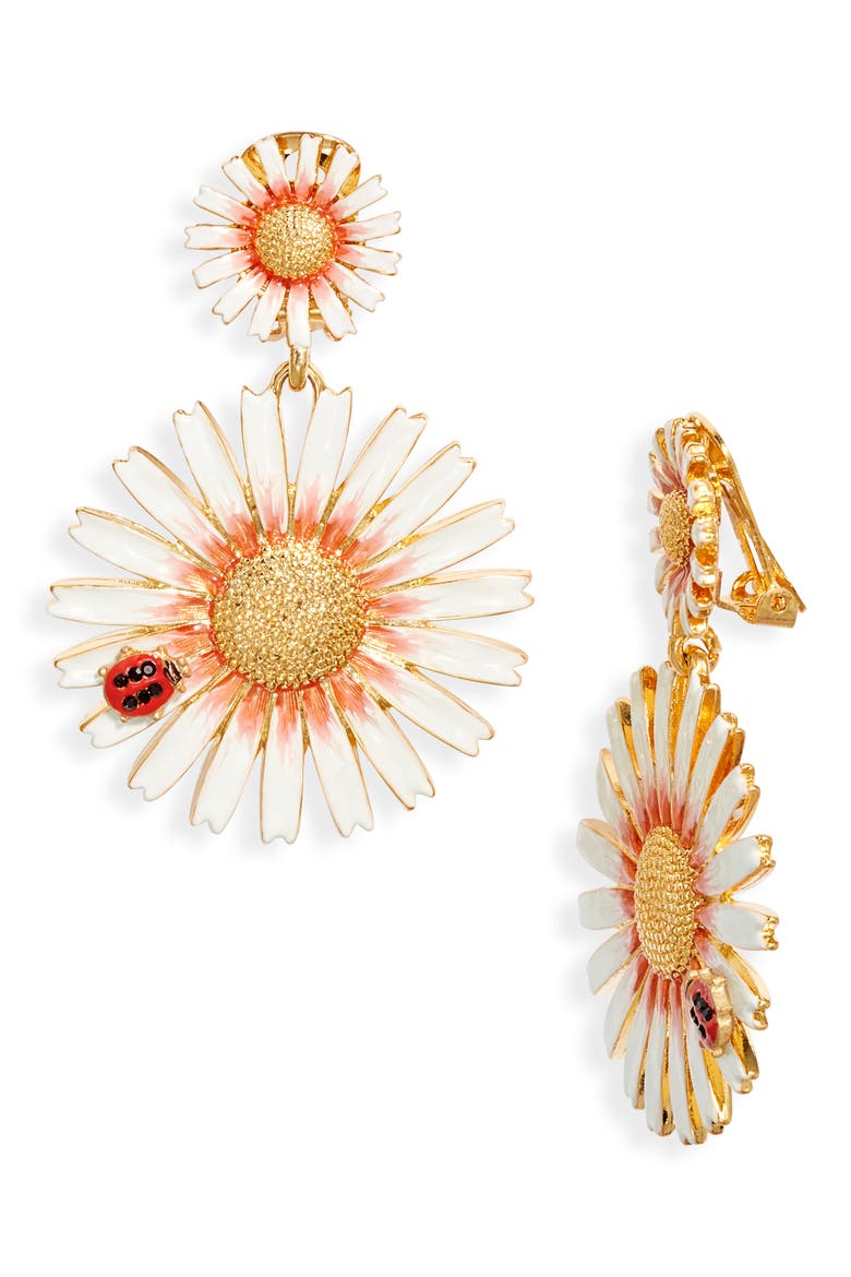 Daisy Drop Earrings, Main, color, GOLD