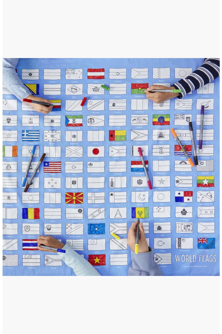 World Flags Tablecloth, Alternate, color, Light Blue