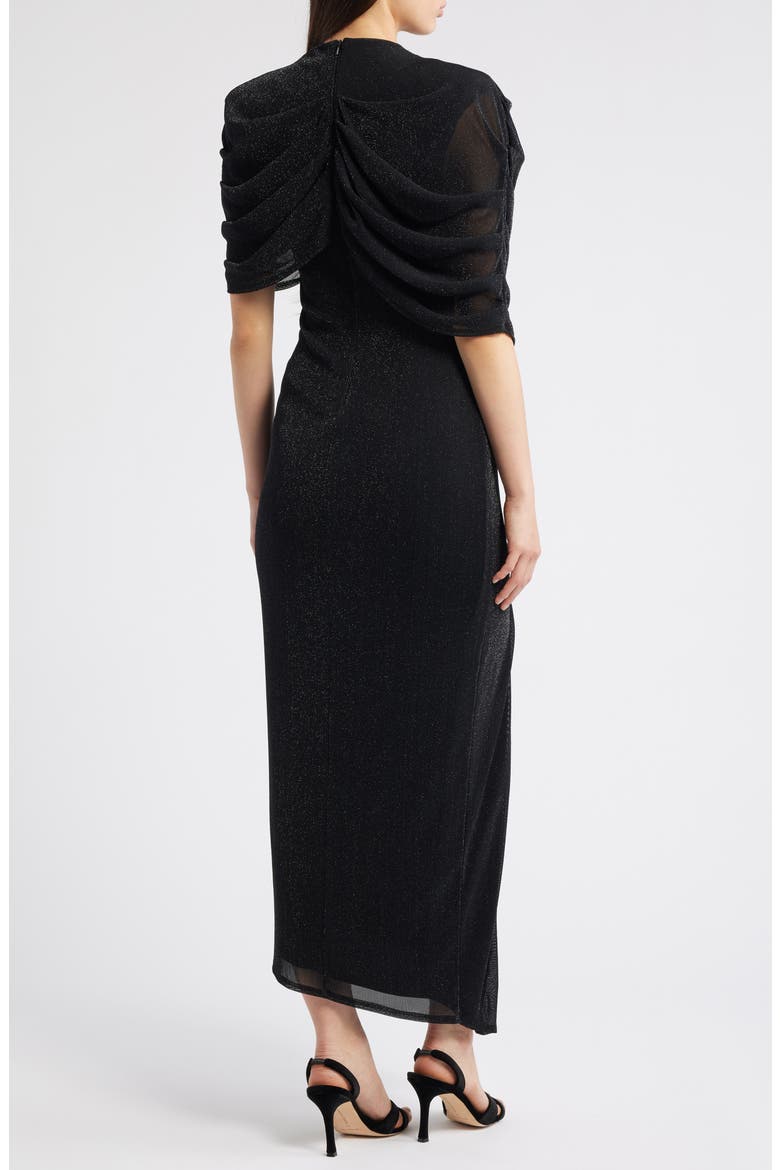 Vionna Metallic Cutout Asymmetric Cocktail Dress, Alternate, color, GLISTENING BLACK