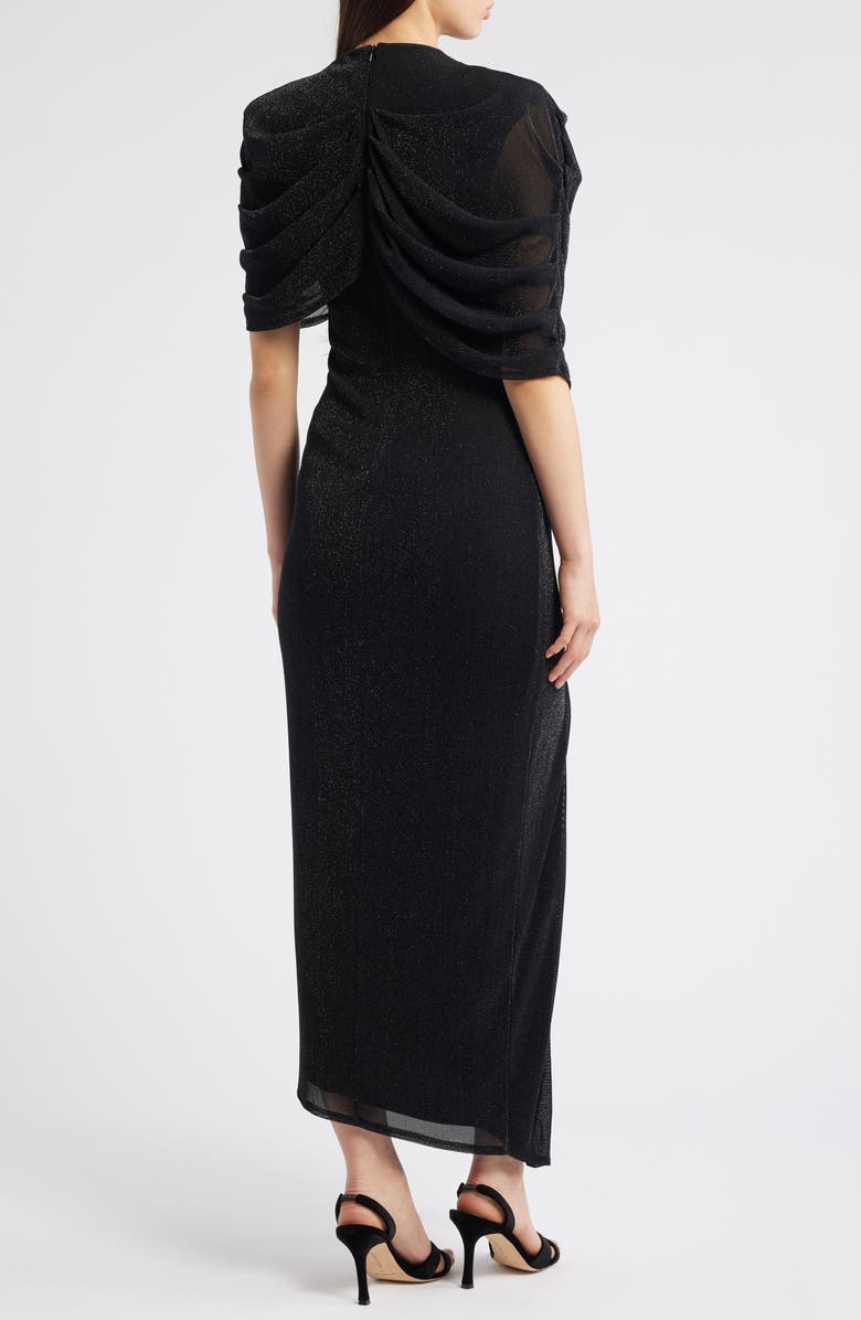 Black Halo Vionna Metallic Cutout Asymmetric Cocktail Dress, Alternate, color, Glistening Black