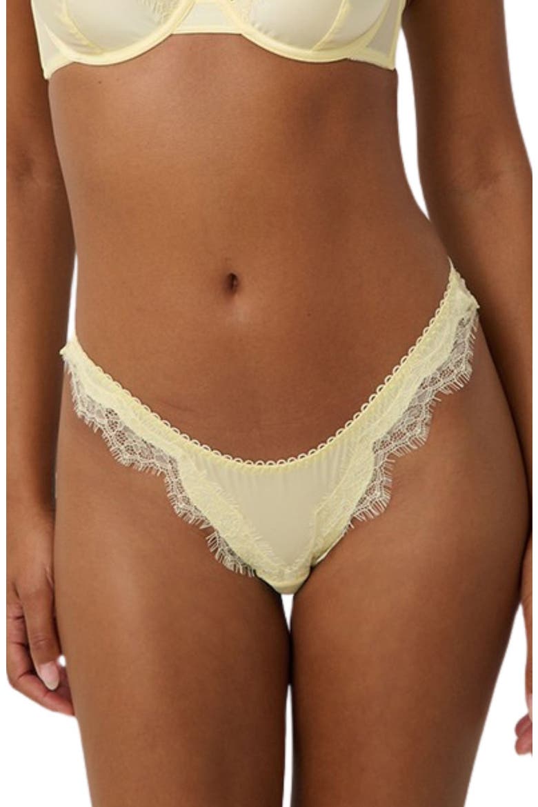 Sorrento Lace Trim High Leg Thong, Main, color, LIMONCELLO
