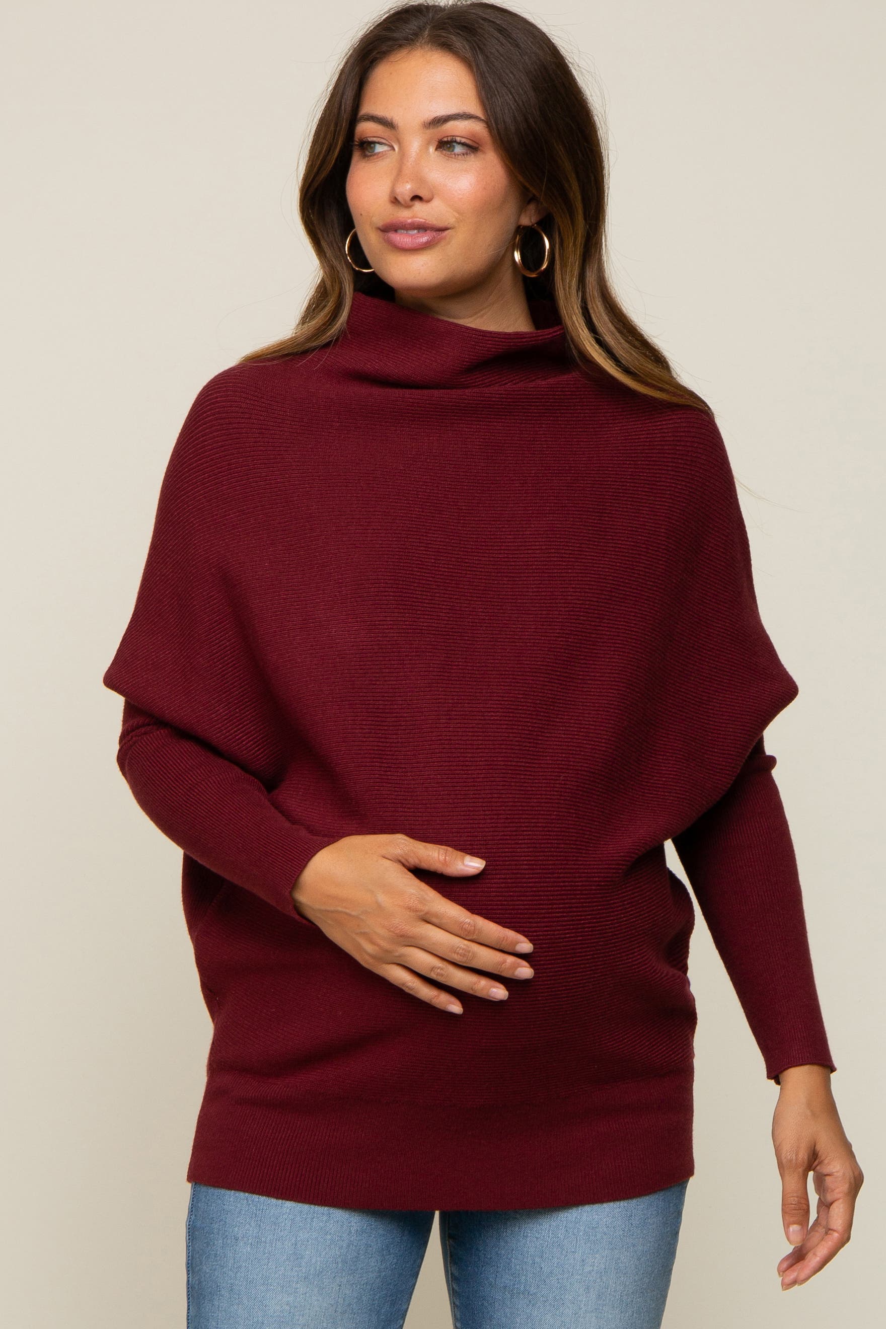 Funnel Neck Dolman Sleeve Sweater - image 3
