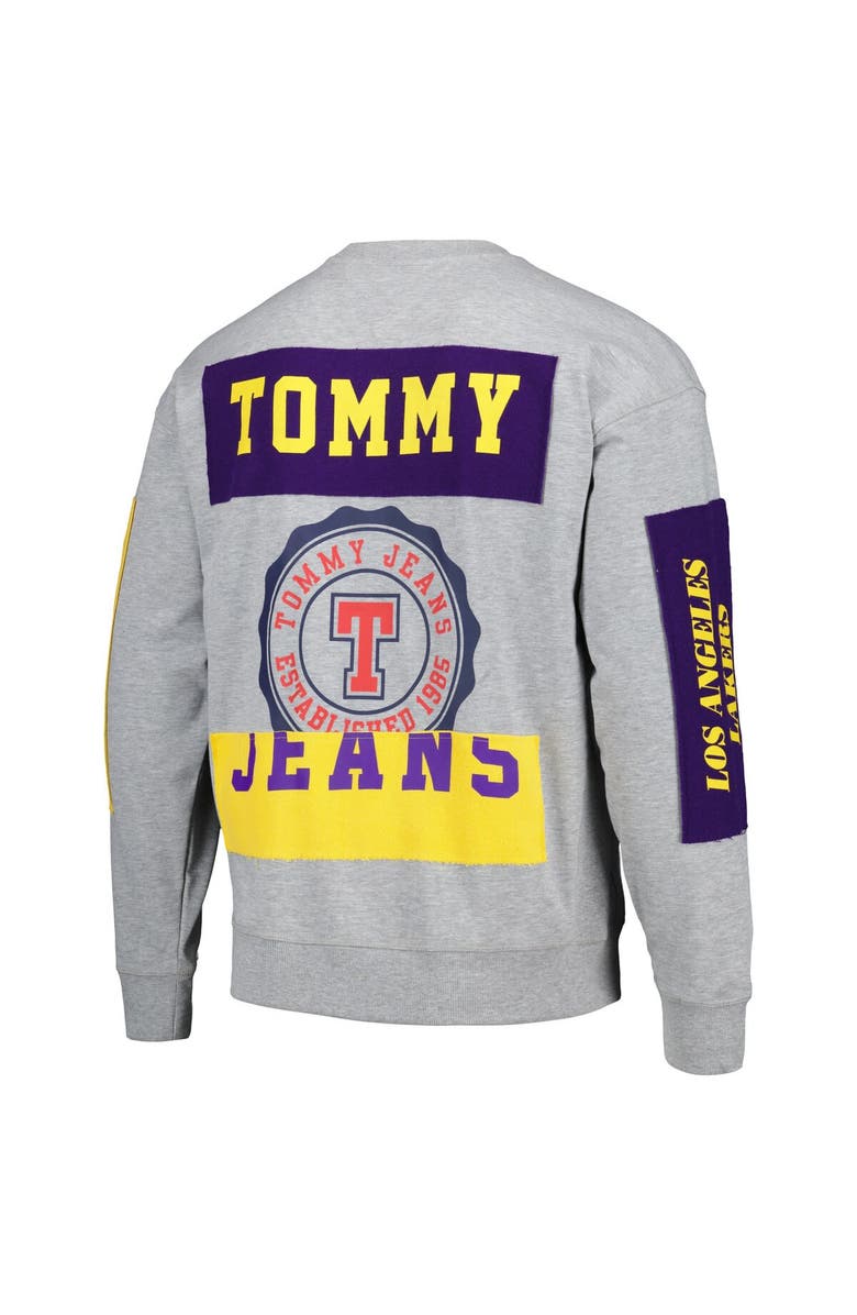 TOMMY JEANS Men's Tommy Jeans Heather Gray Los Angeles Lakers Hayes Crew Neck Pullover Sweatshirt, Alternate, color, Heather Gray