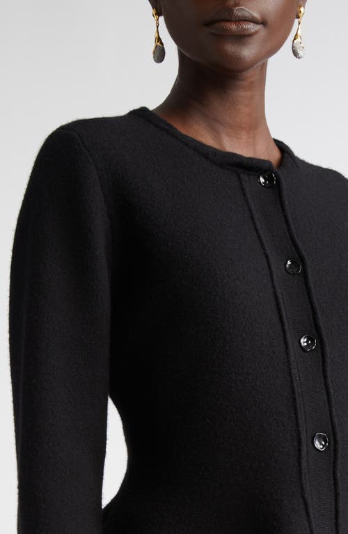Jason Wu Collection Boiled Wool Peplum Cardigan In Black