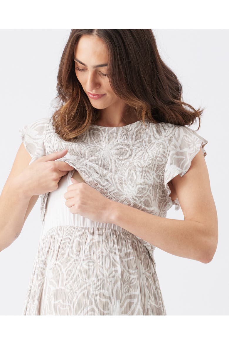 Alona Nursing Dress, Alternate, color, Sand / White