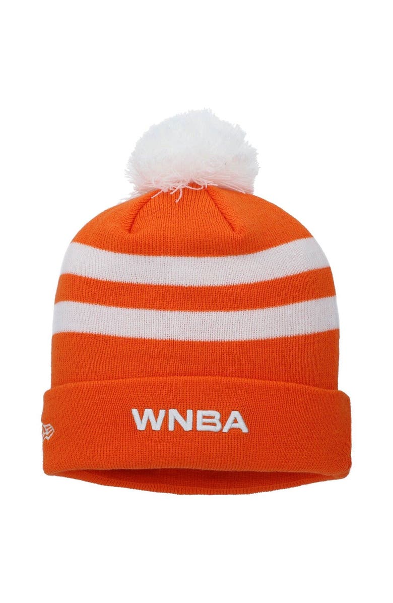 New Era Men's New Era Orange WNBA Cuffed Knit Hat with Pom, Alternate, color, 