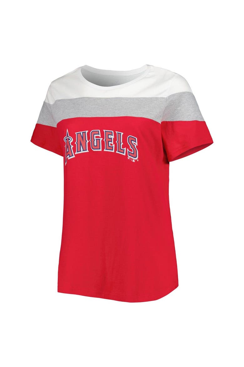 Women's White/Red Los Angeles Angels Plus Size Colorblock T-Shirt, Alternate, color, Red