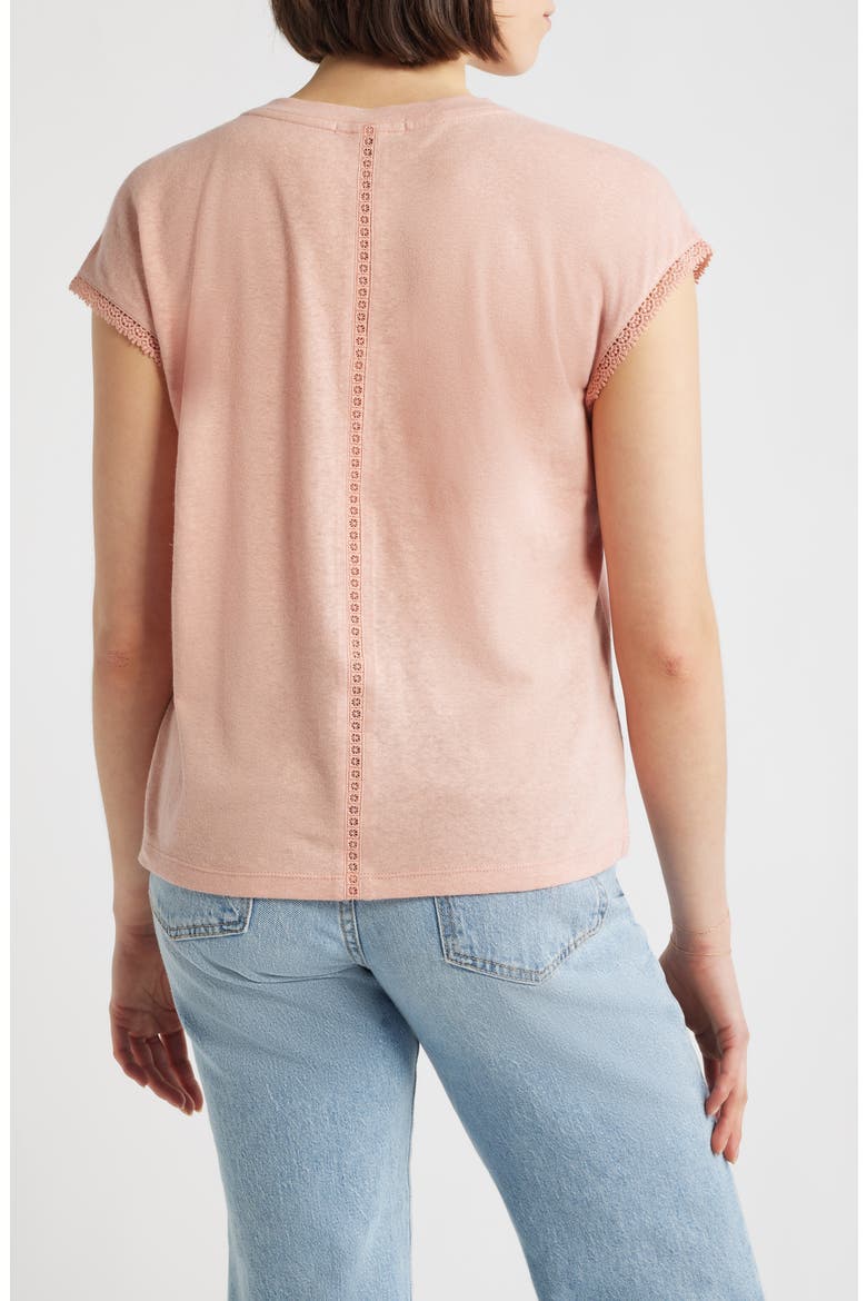Crochet Cap Sleeve Tee, Alternate, color, DUSTY PINK