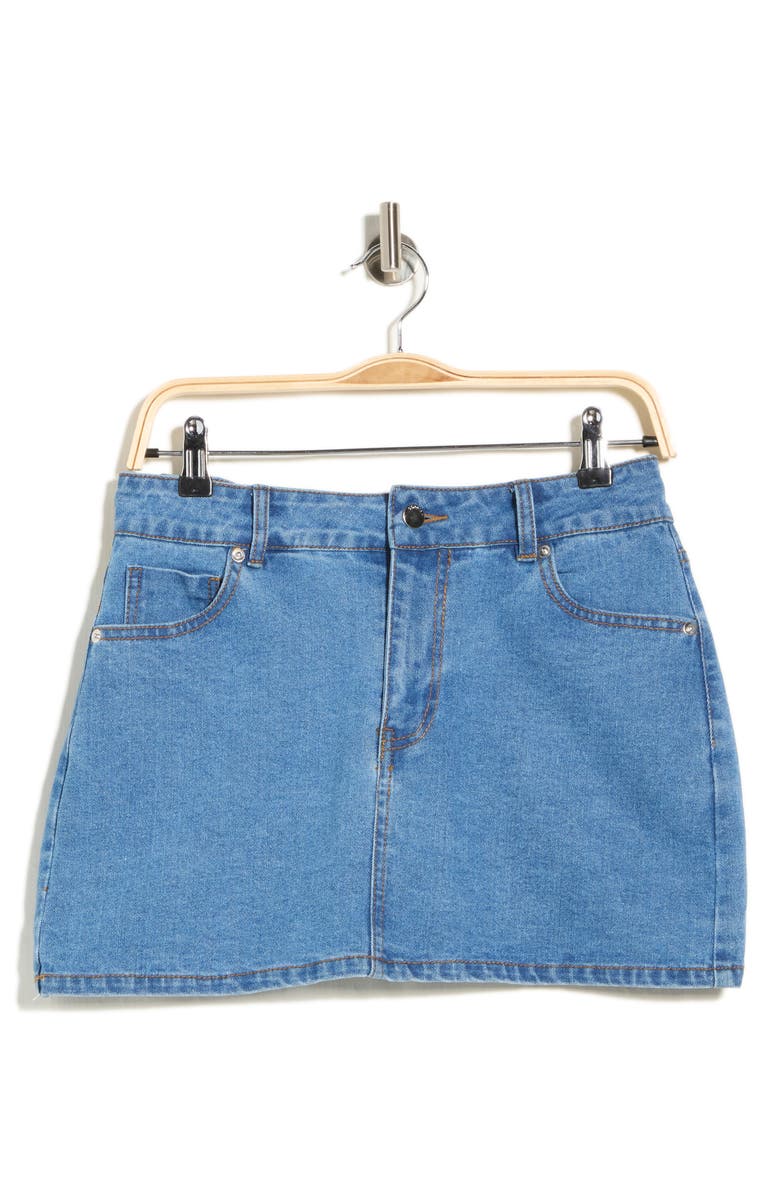 Vigoss Denim Miniskirt, Main, color, Medium Wash