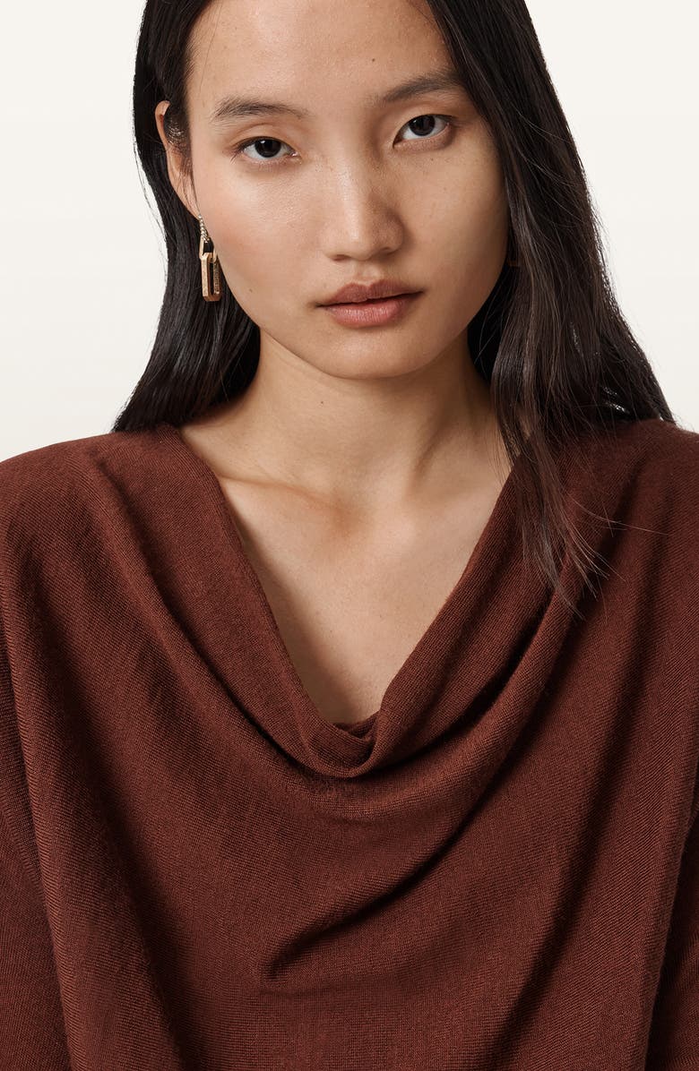 AllSaints Ridley Dolman Sleeve Crop Sweater, Alternate, color, Chestnut Brown