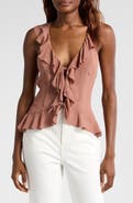 Reformation Paulette Ruffle Tie Front Tank