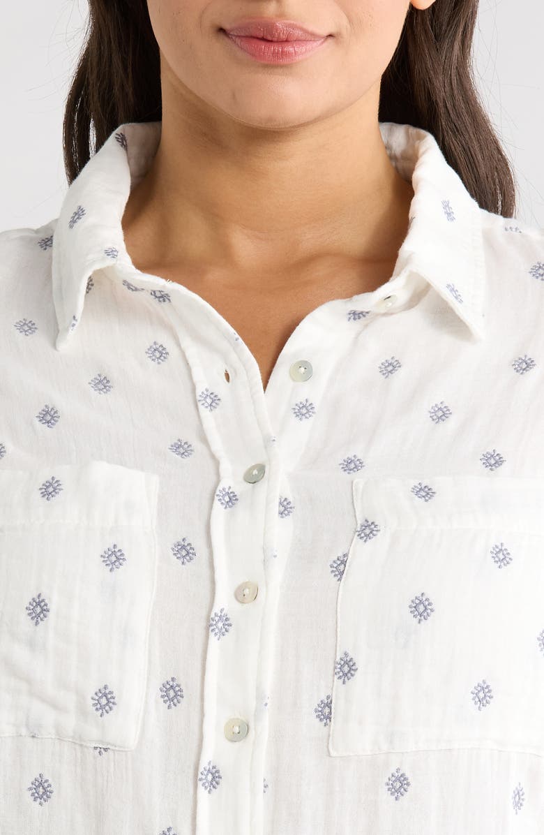 Liverpool Los Angeles Embroidered Cotton Button-Up Shirt, Alternate, color, Off White