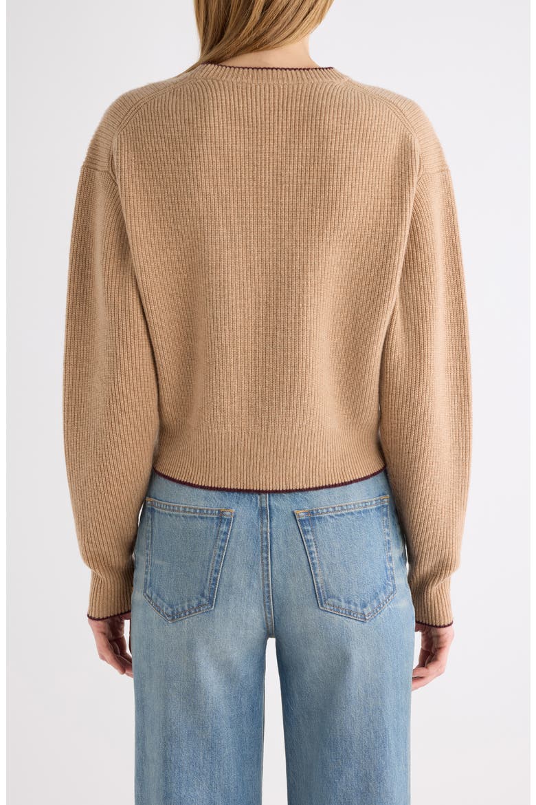 Embroidered Logo Heart Wool & Cashmere Sweater, Alternate, color, BLEACHED BROWN