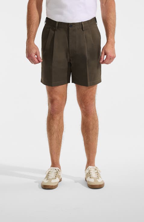 Comfort Waist Pleated 6" No Iron Chino Shorts