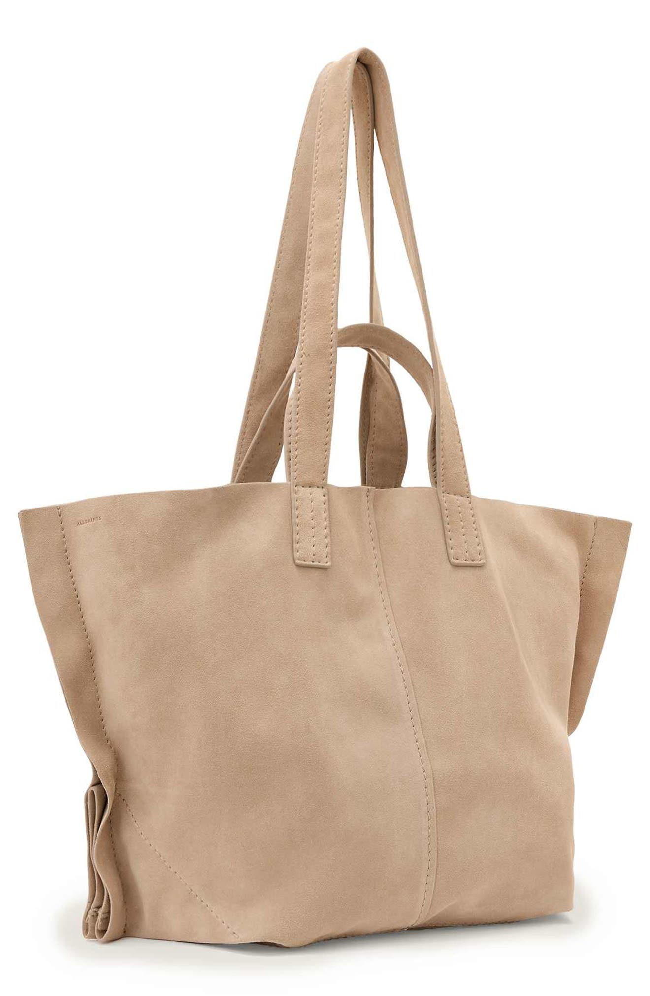 AllSaints Lutece Suede Tote, Alternate, color, Pinto Brown