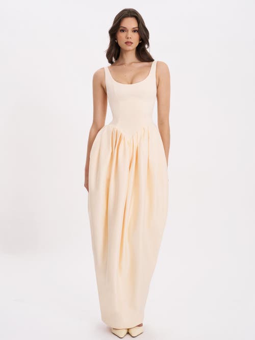 Miss Circle Udana Drop Waist Tulip Gown In Brown