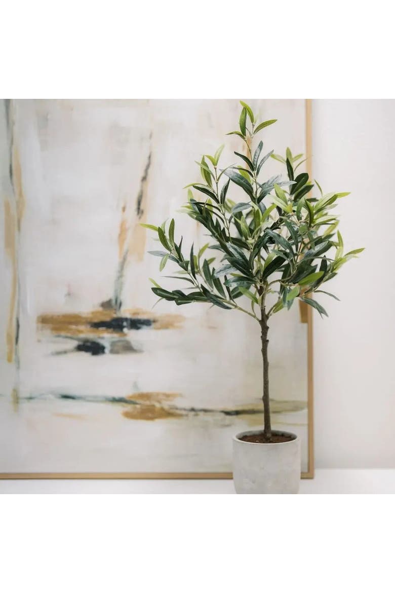 29" Artificial Olive Tree - Set of Two, Alternate, color, Green
