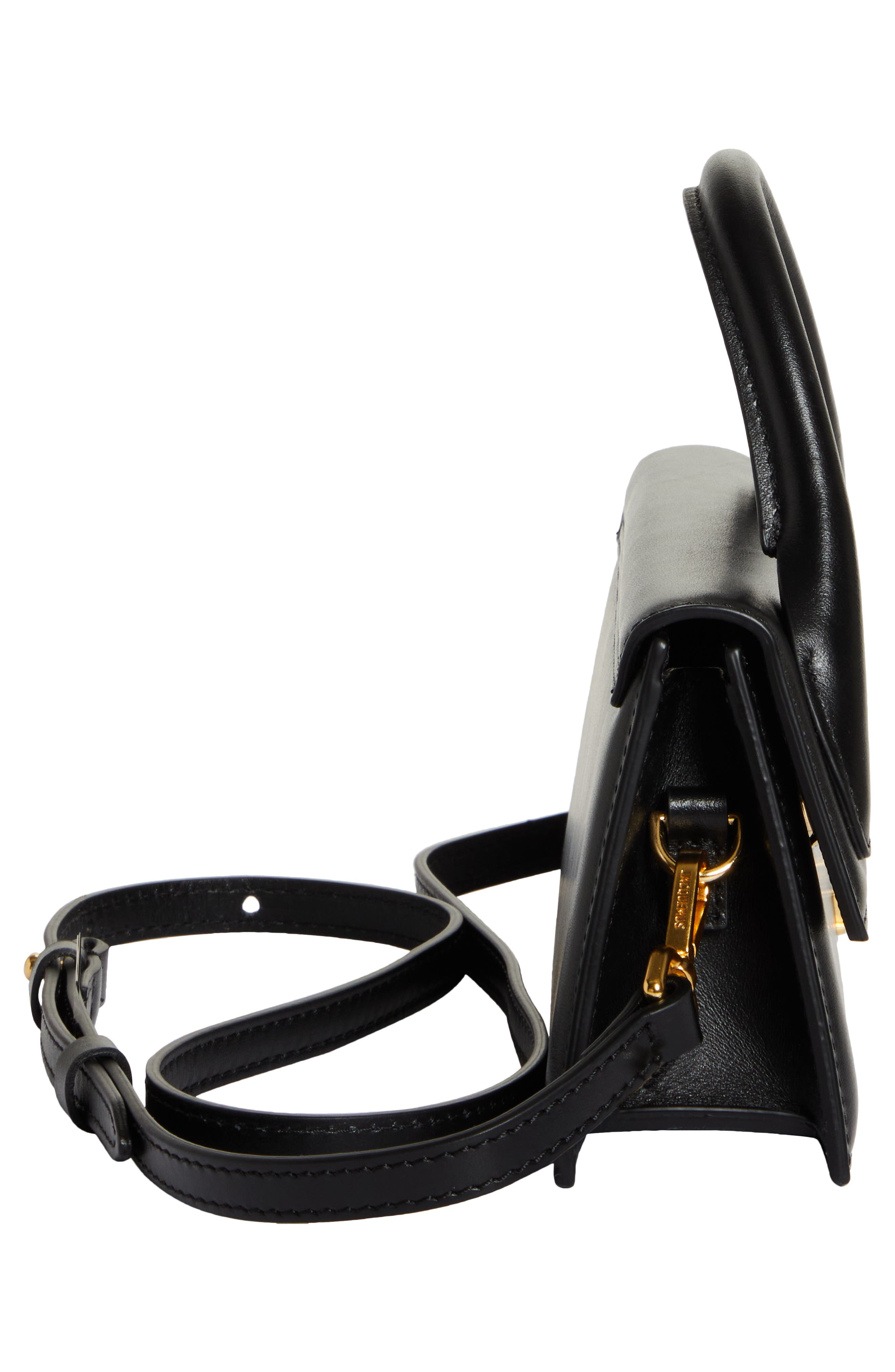 Jacquemus Le Chiquito Long Leather Top Handle Bag, Alternate, color, Black 990