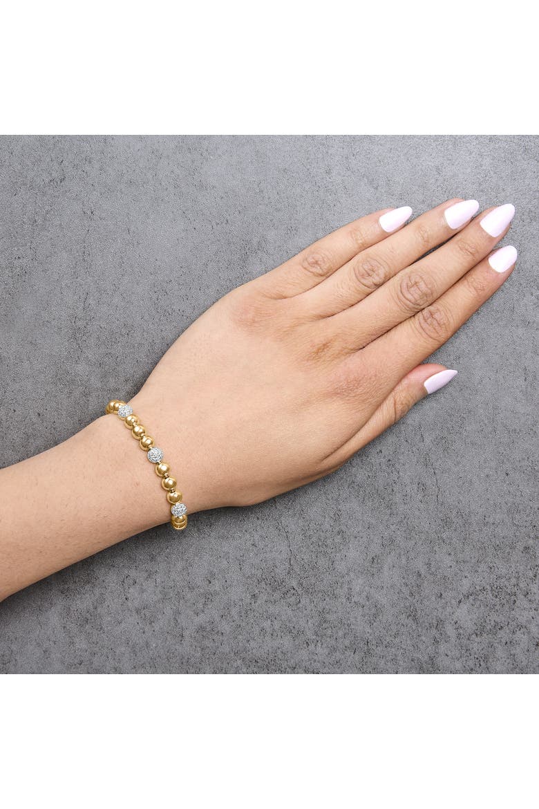 Gold Vermeil 1/5 Cttw Diamond Bold Dome Bead Link Bracelet, Alternate, color, Silver