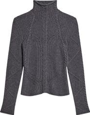 Helmut Lang Zephir Cable Stitch Turtleneck Wool Blend Sweater