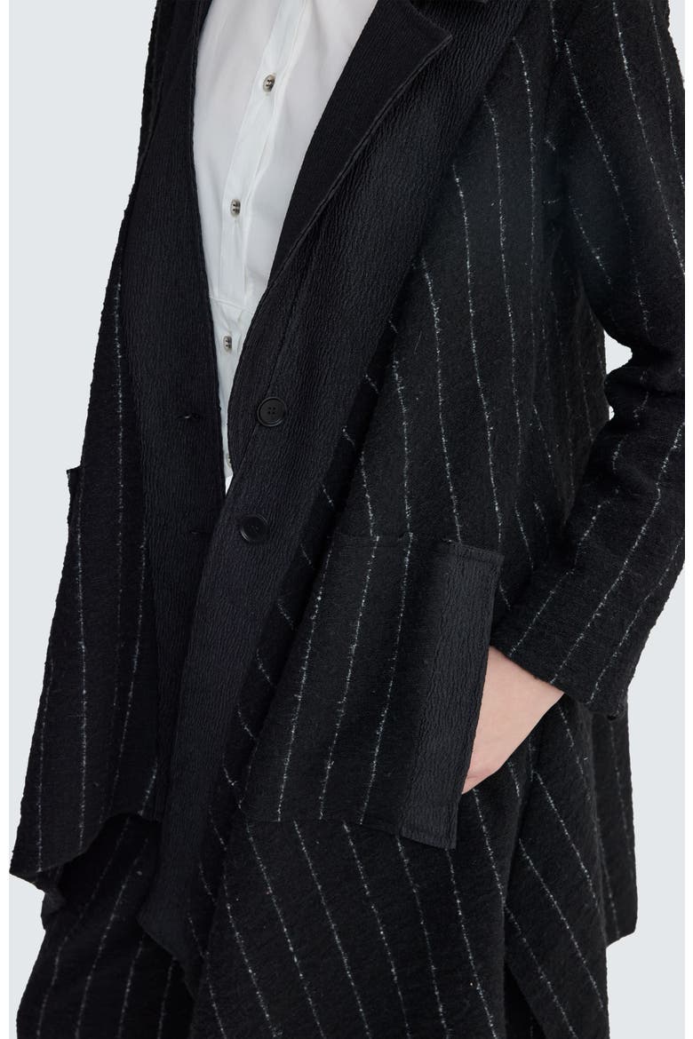 Sunniva Mixed-Media Long Jacket, Alternate, color, Monochrome Black