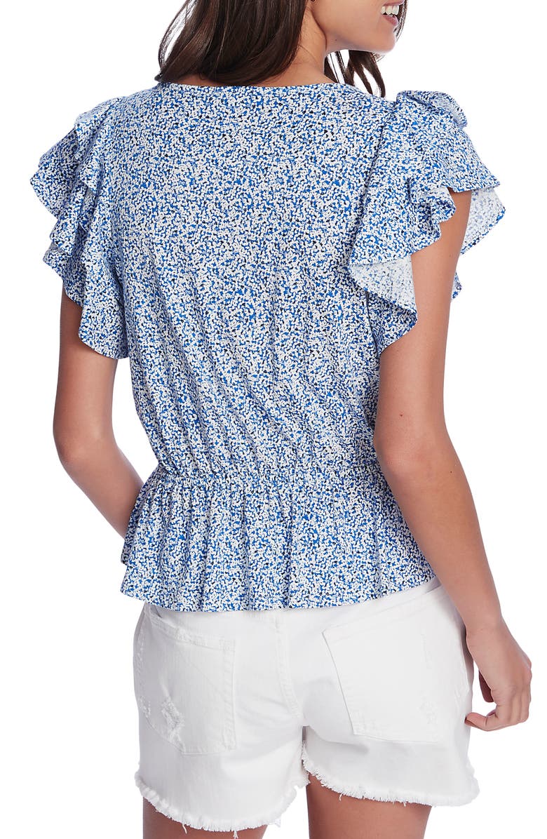 1.STATE Floral Ditsy Cross Front Peplum Blouse, Alternate, color, 