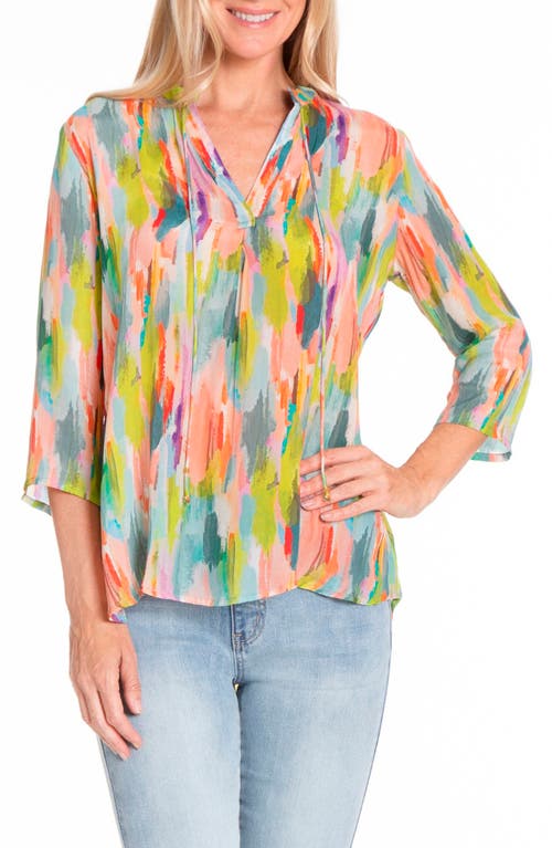 Apny Olivia Pull-on Straight Leg Crop Jean With Geo Embroidery In L. Indigo In Multi