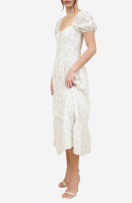 Shop Blu Pepper Floral Sweetheart Short Sleeve A-line Maxi Dress In Blue Multi