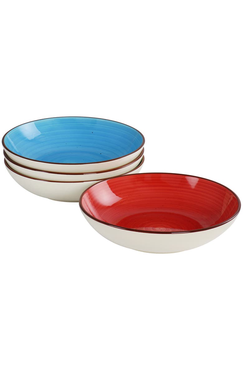 Elama Mason 12 Piece Double Bowl Stoneware Dinnerware Set, Alternate, color, Yellow