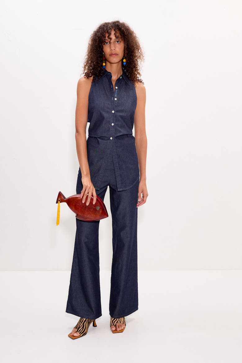 Pia Poplin Side Zip Pant, Alternate, color, Indigo
