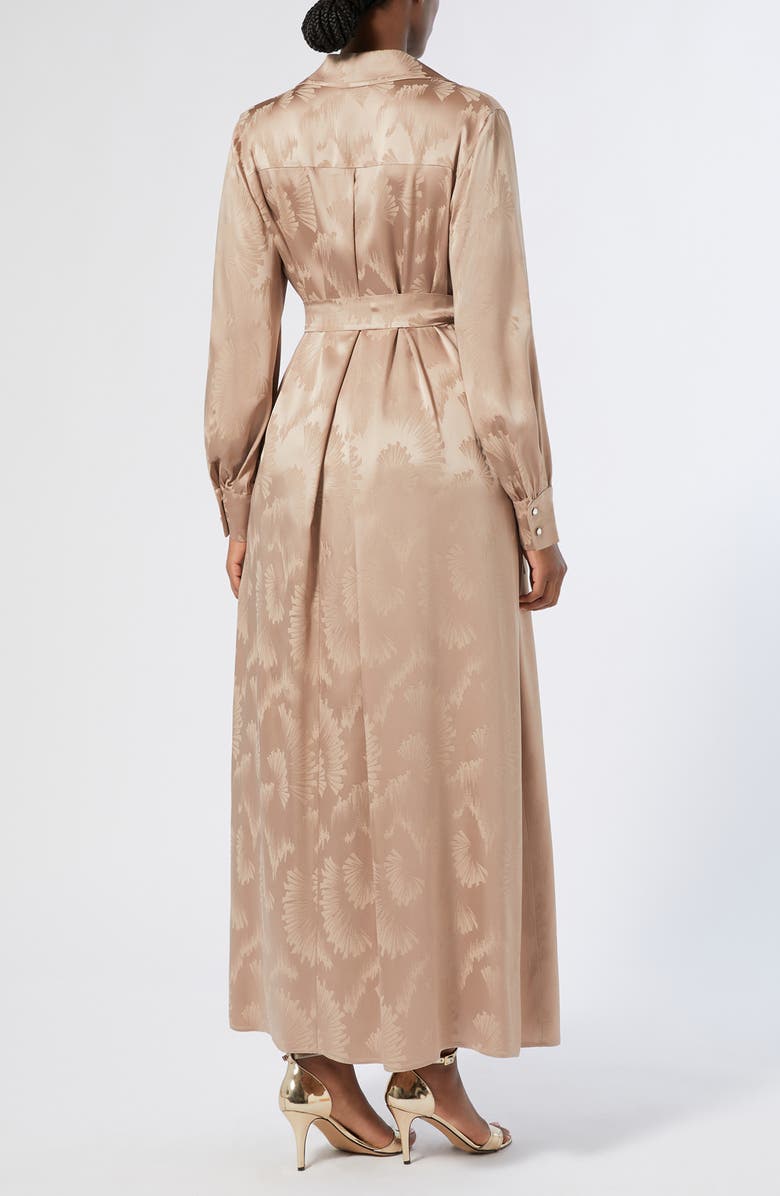 Marina Rinaldi Ottimo Fan Jacquard Long Sleeve Shirtdress, Alternate, color, Beige