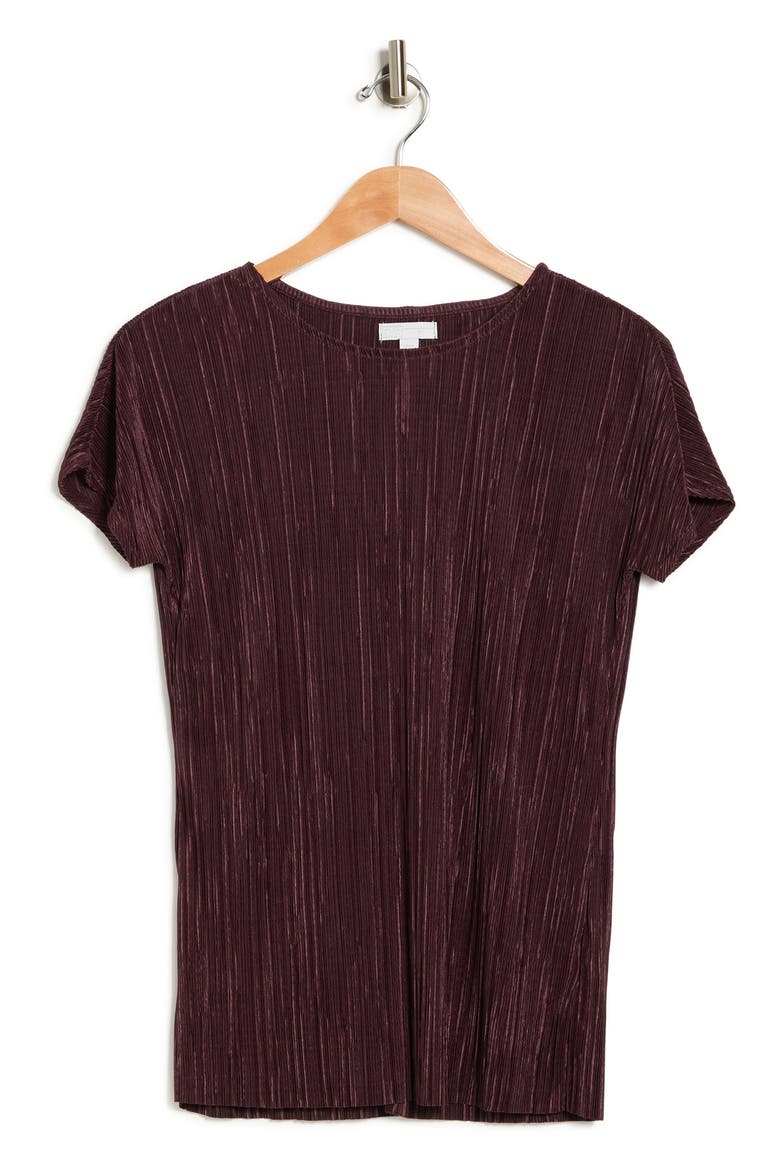 14TH AND UNION Pleated Short Sleeve Top, Alternate, color, BURGUNDY FUDGE