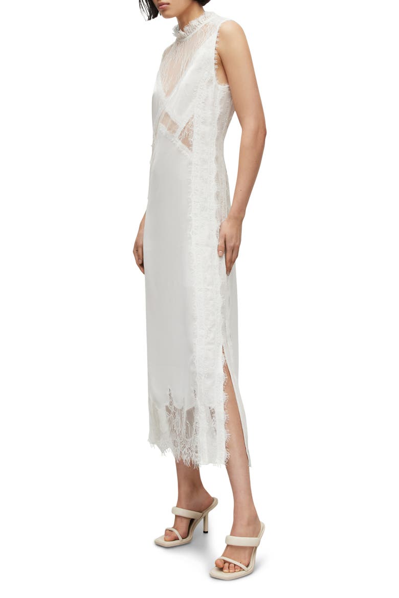 Mila Lace & Satin Dress, Alternate, color, WHITE