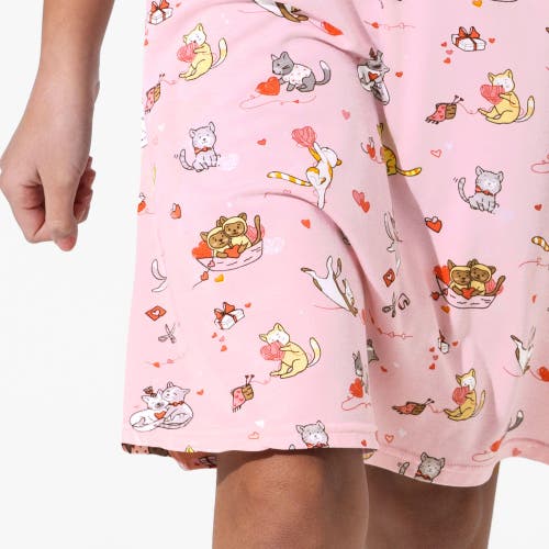 Bellabu Bear Kids' Love Kittens Long Sleeve Dress In Love Kittens