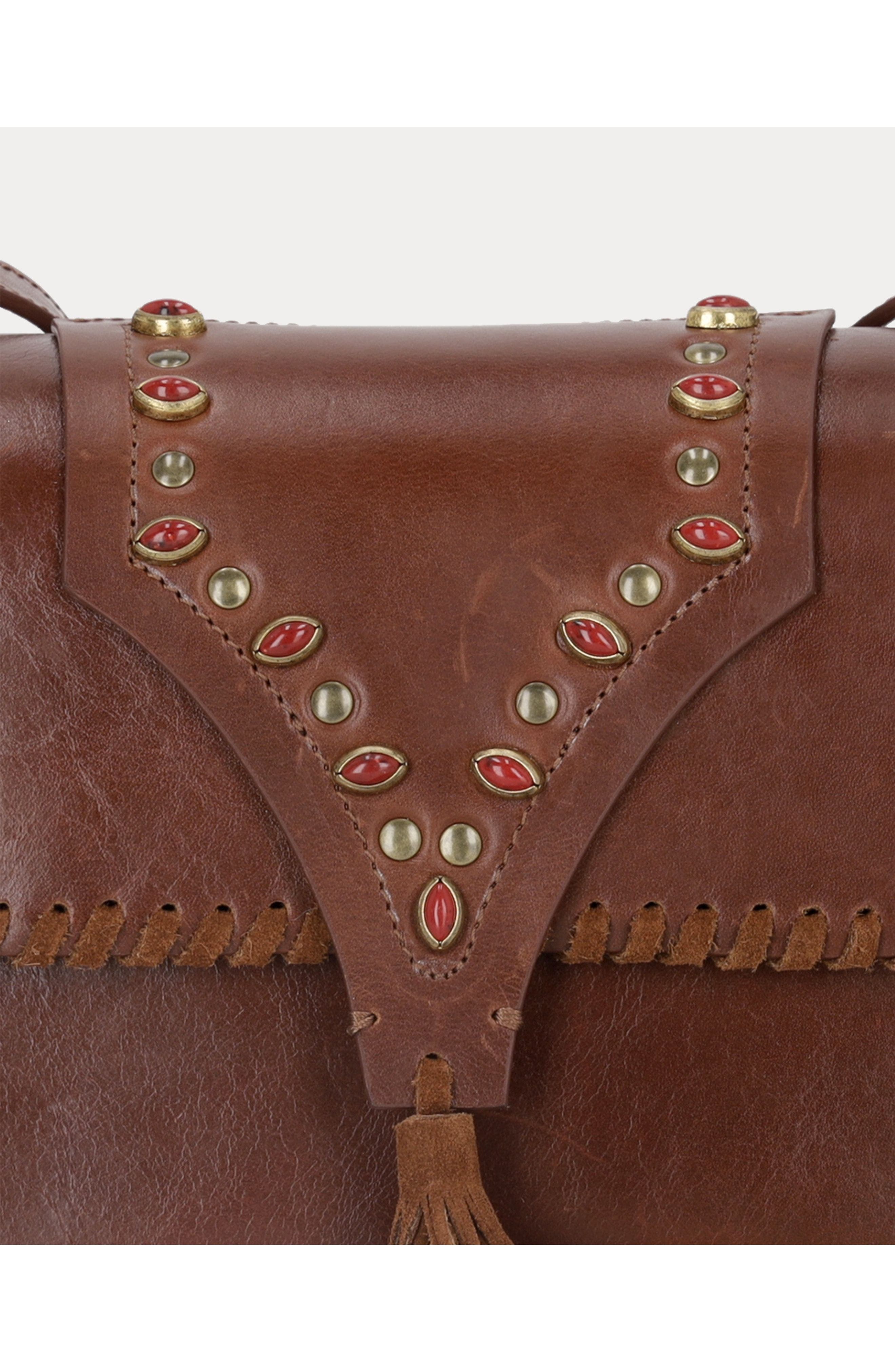 Fortela Kate Leather Handbag With Corals, Alternate, color, Brown