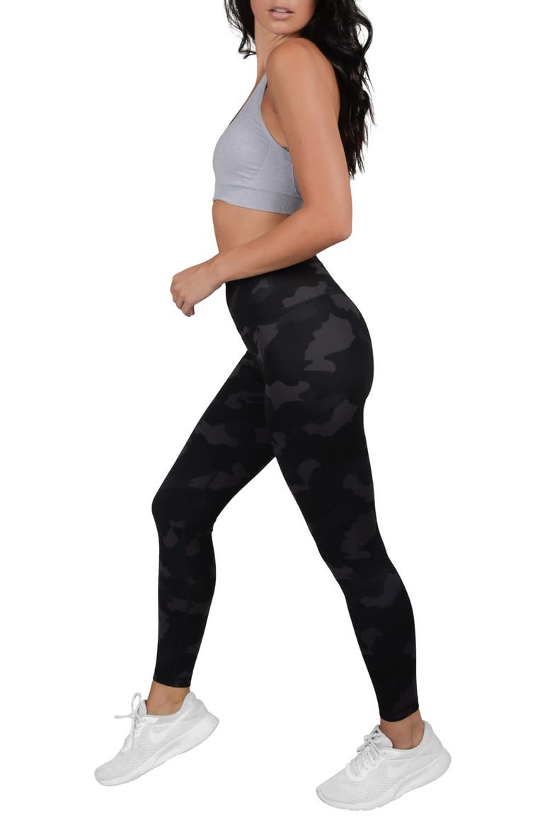 Lux Supportive Waistband Ankle Leggings, Alternate, color, 557BK - P557 CAMO BLACK COMBO