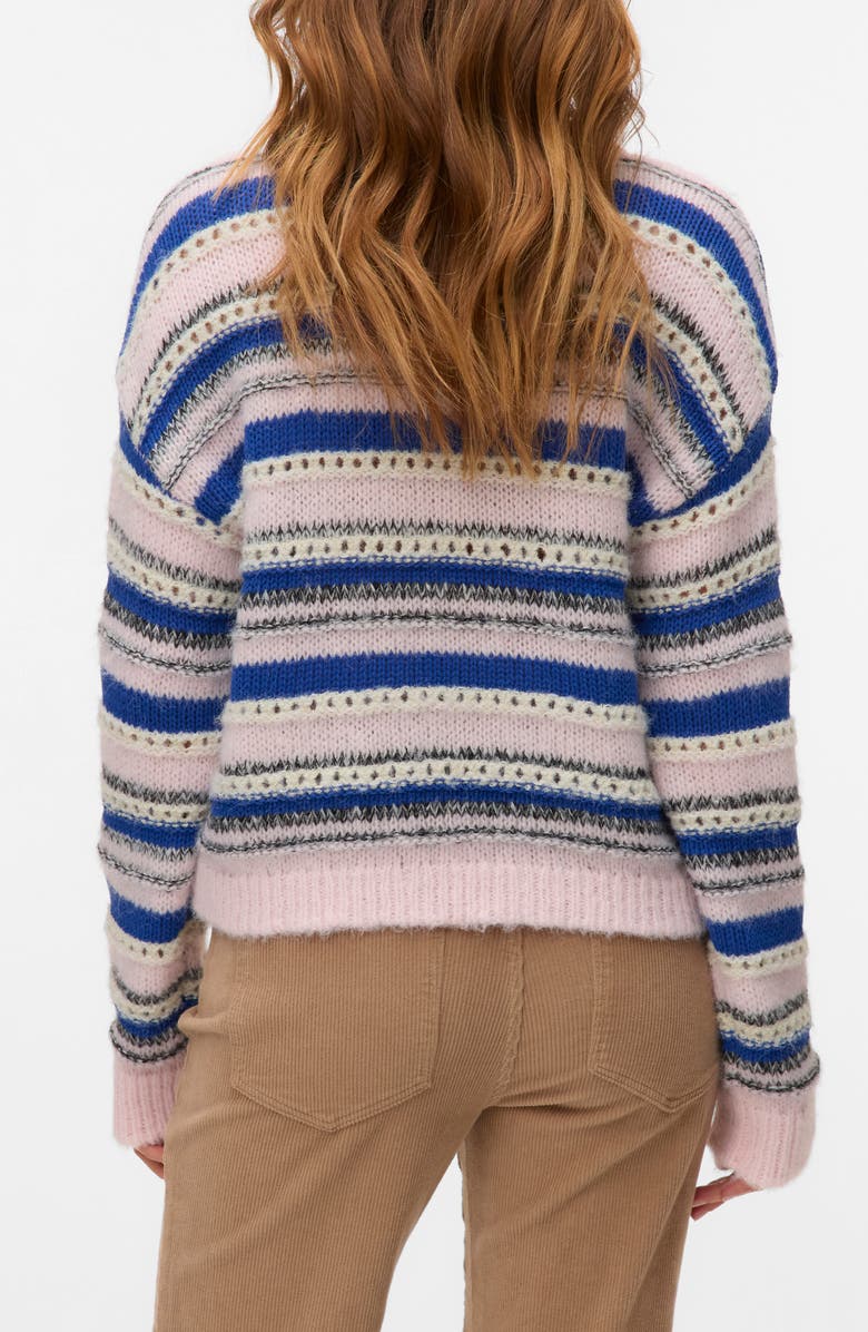 VERO MODA Lenora Stripe Pointelle Sweater, Alternate, color, Pink Dogwood Detail