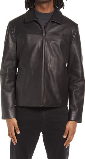Cole Haan Smooth Lamb Leather Collared Jacket | Nordstrom