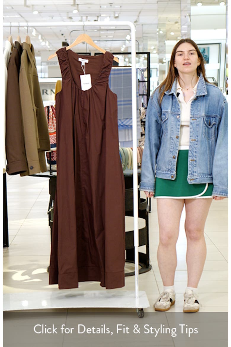 Ruched Cotton Poplin Maxi Dress video