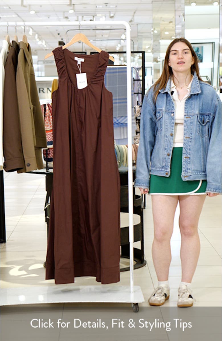 Ruched Cotton Poplin Maxi Dress, sales video thumbnail