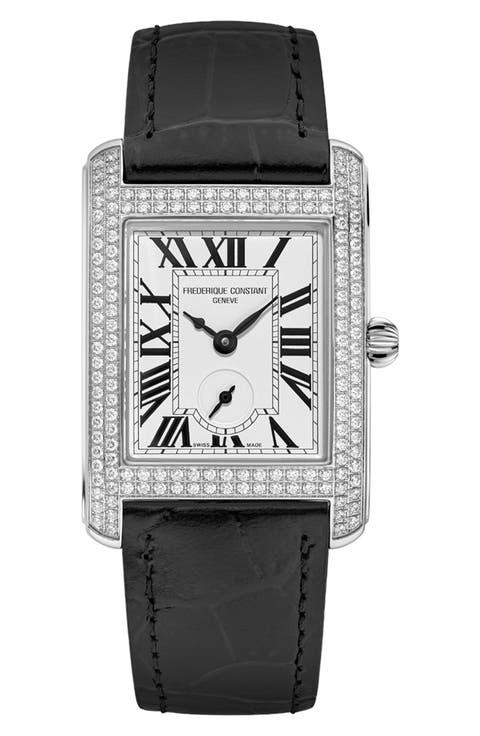 Classic Carrèe Diamond Leather Strap Watch, 28mm x 25mm