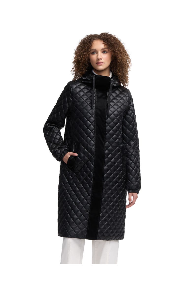 Peridot Diamond Quilted Longline Shacket, Main, color, Black