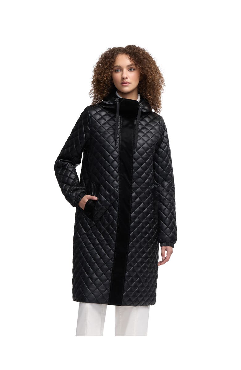 Pajar Peridot Diamond Quilted Longline Shacket, Main, color, Black