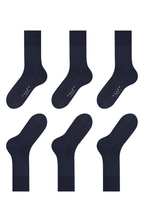 Shop Falke Airport 3-pack Dress Socks In Dark Navy