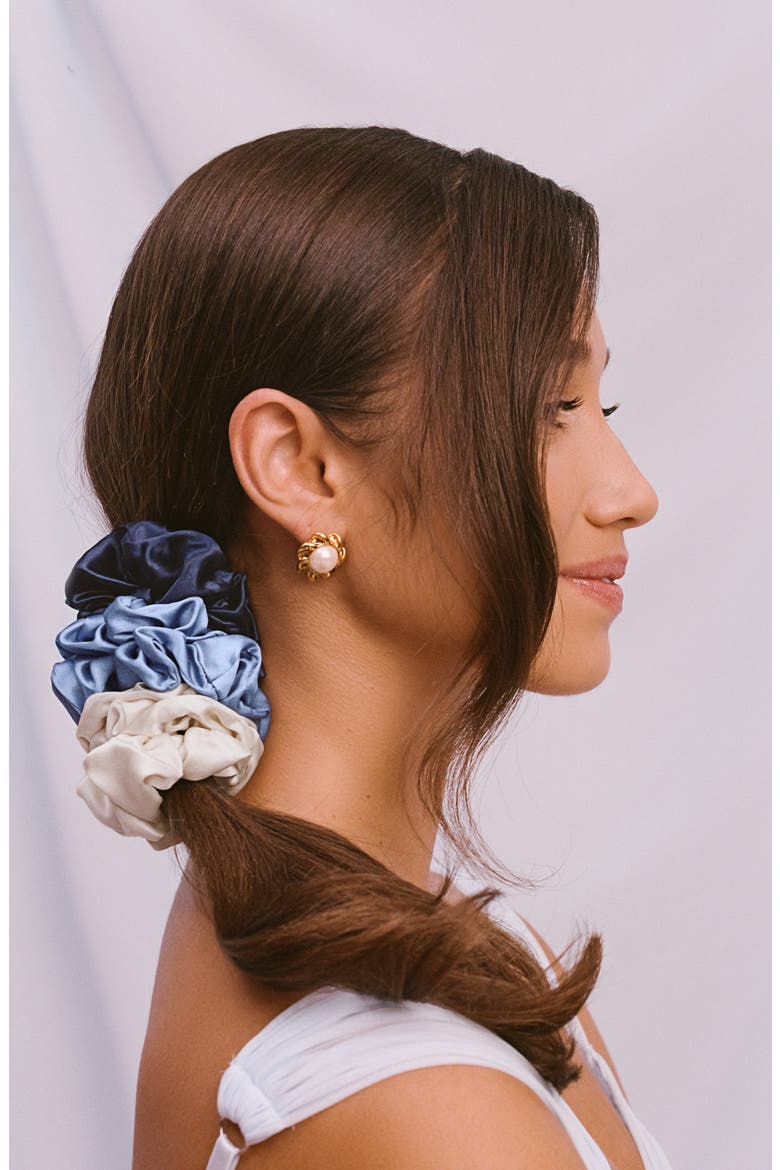 Skye 3-Pack Pure Silk Large Scrunchies, Alternate, color, SKYE