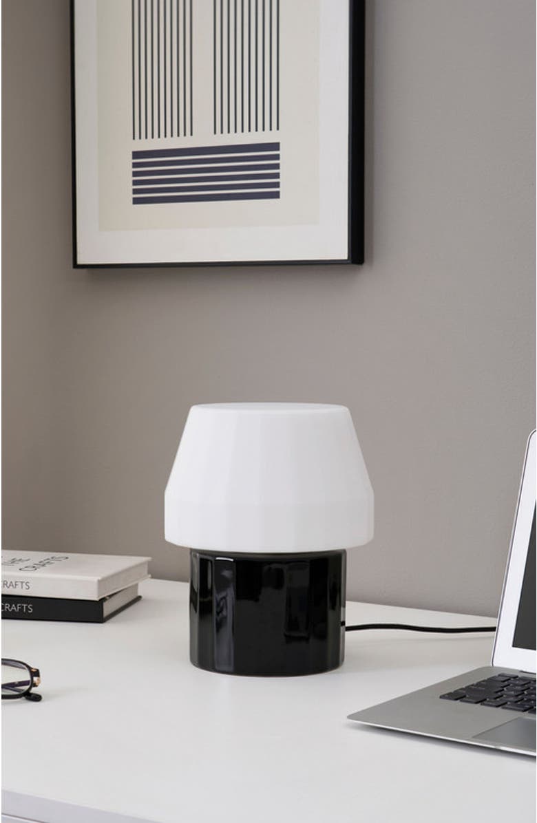 Brightech Duke 9" Modern Ceramic LED Desk Lamp with Glossy Black Base and White Shade, Bulb Included, Alternate, color, Classic Black