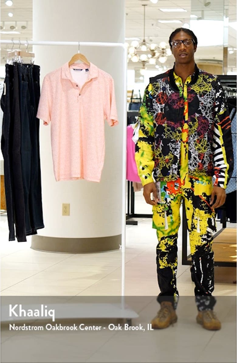 Virtue Piqué Botanical Print Polo, sales video thumbnail