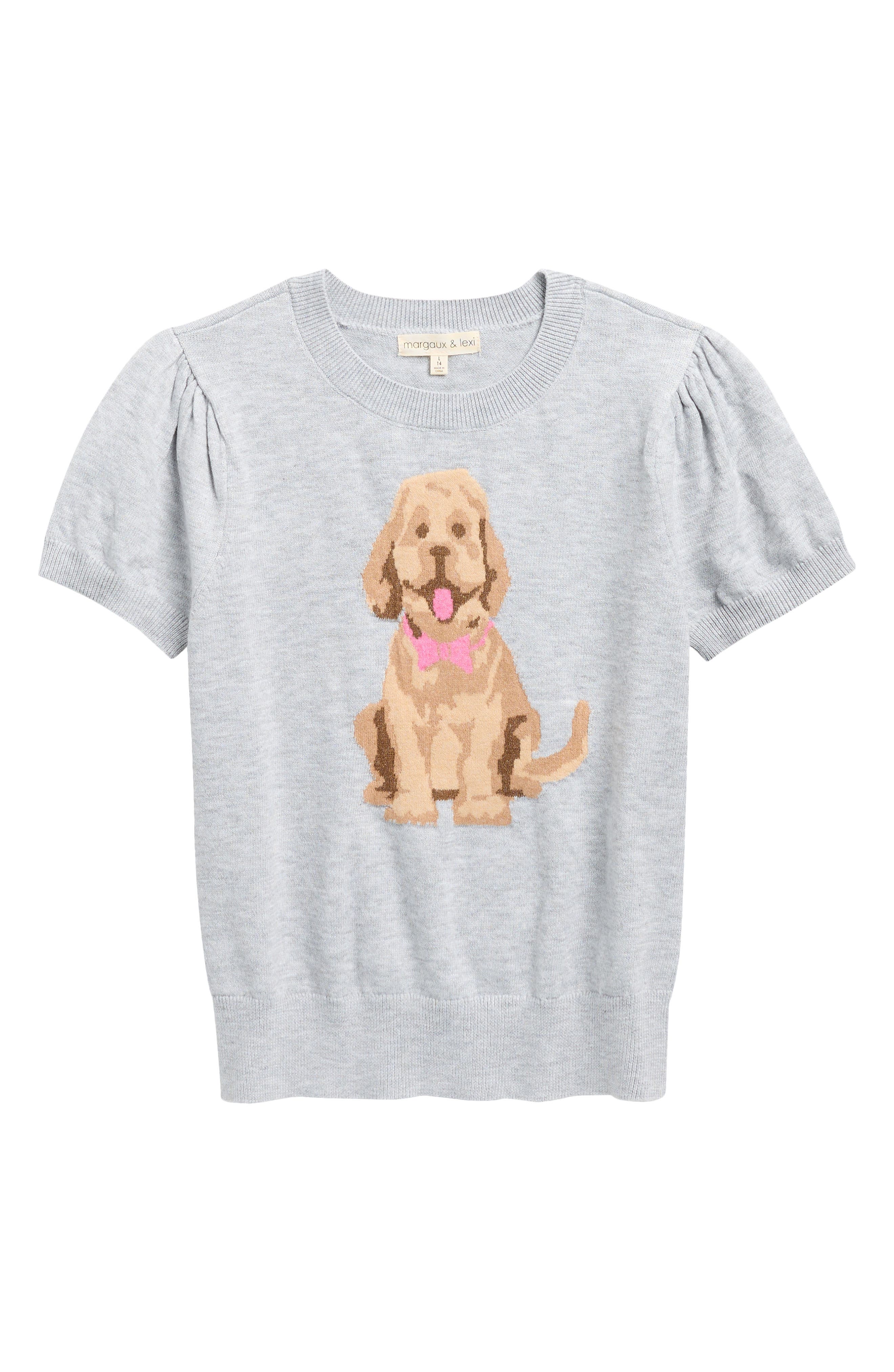 MARGAUX AND LEXI Kids' Dog Jacquard Short Sleeve Sweater