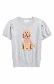 MARGAUX AND LEXI Kids' Dog Jacquard Short Sleeve Sweater