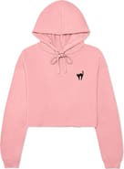 Dalix Black Cat Cropped Fleece Hoodie